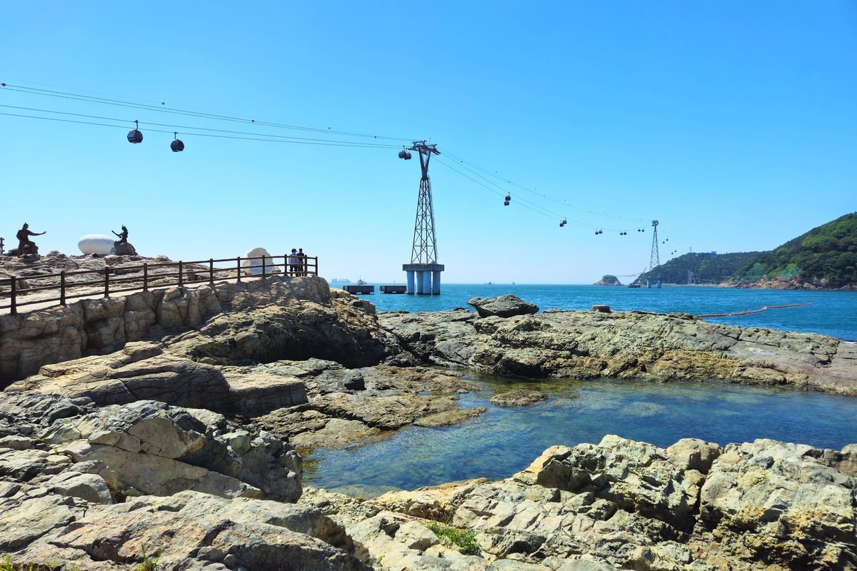 Songdo Cable Car over crystal clear waters in Busan