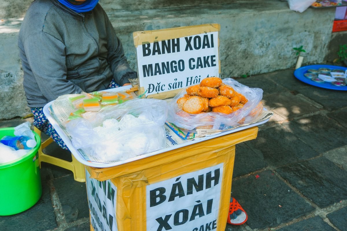 Mango cake street food stall in Hoi An, Vietnam