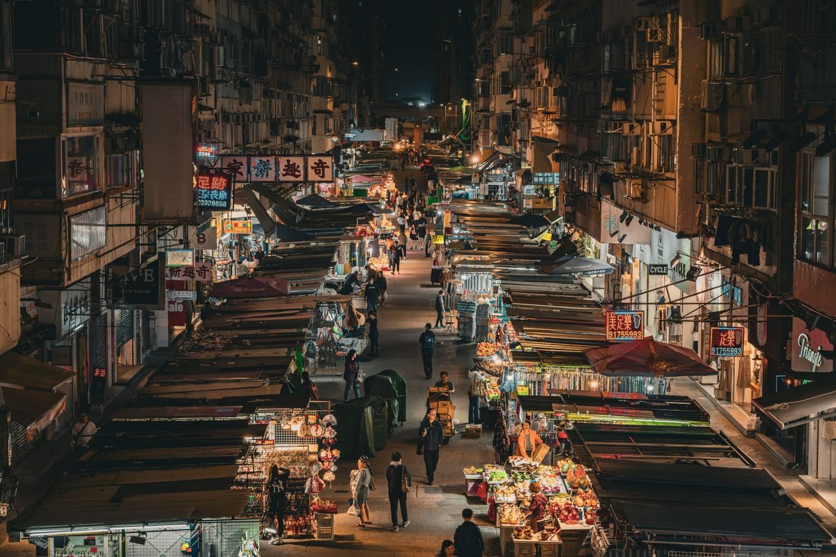 Night market in Mong Kok, Hong Kong.