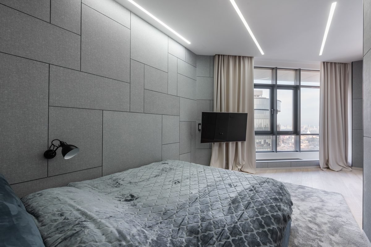 Interior of a modern apartment with city views