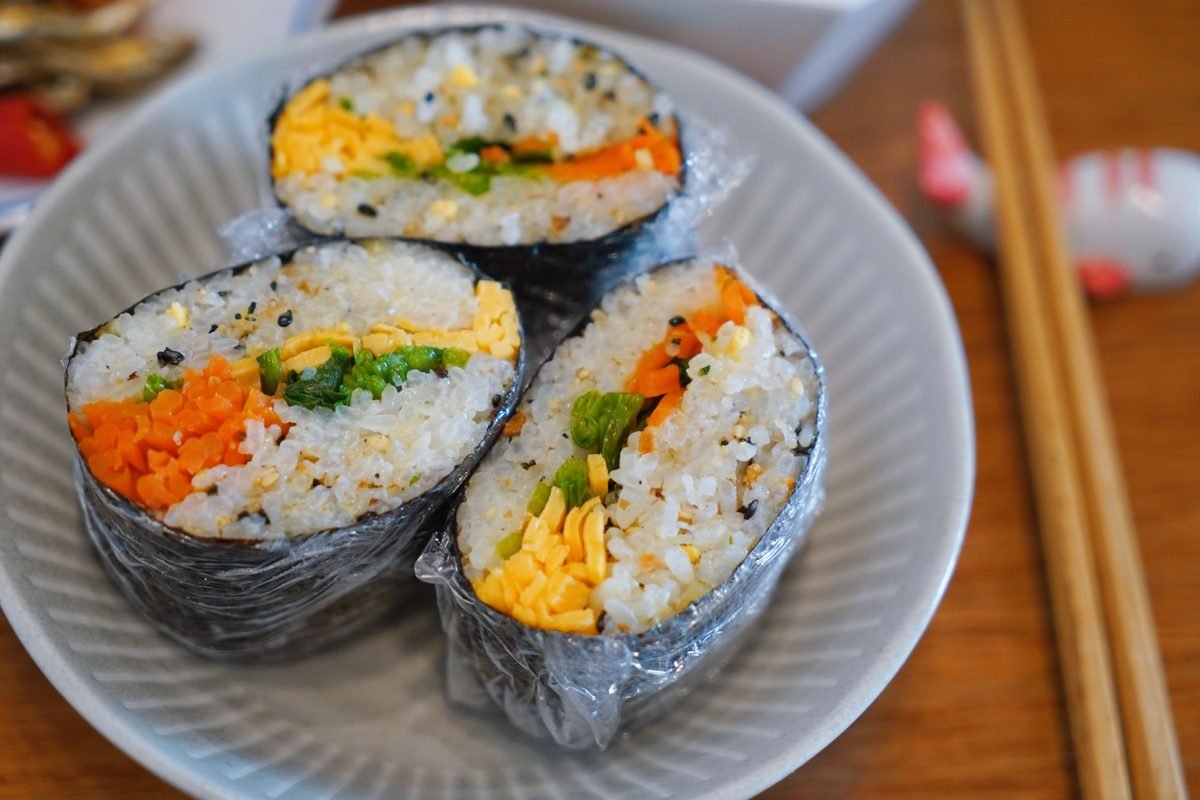 Homemade rice rolls wrapped in plastic