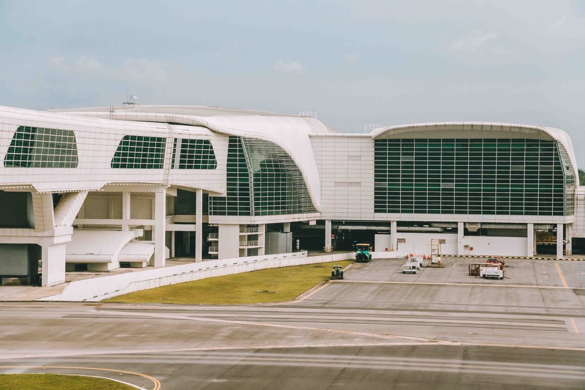 Contemporary architecture of an airport terminal exterior