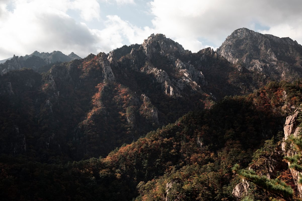 Rugged mountains during autumn