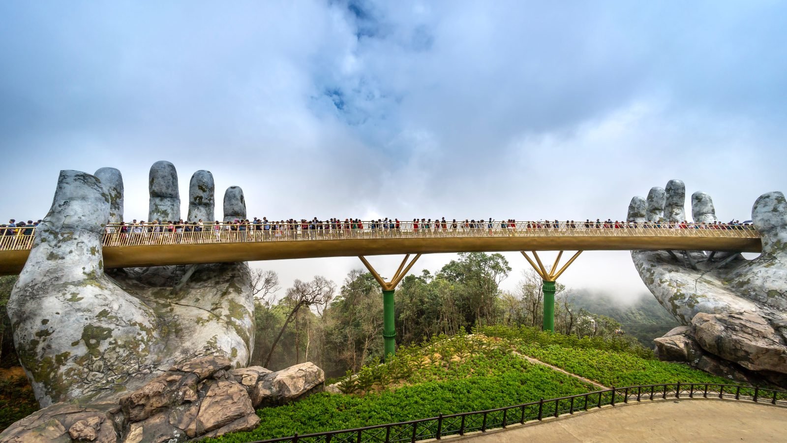 Golden Bridge in Da Nang held by giant stone hands
