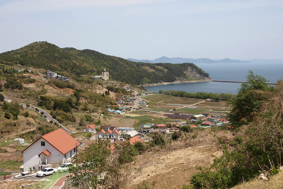 German Village coastal landscape in Namhae, South Korea.