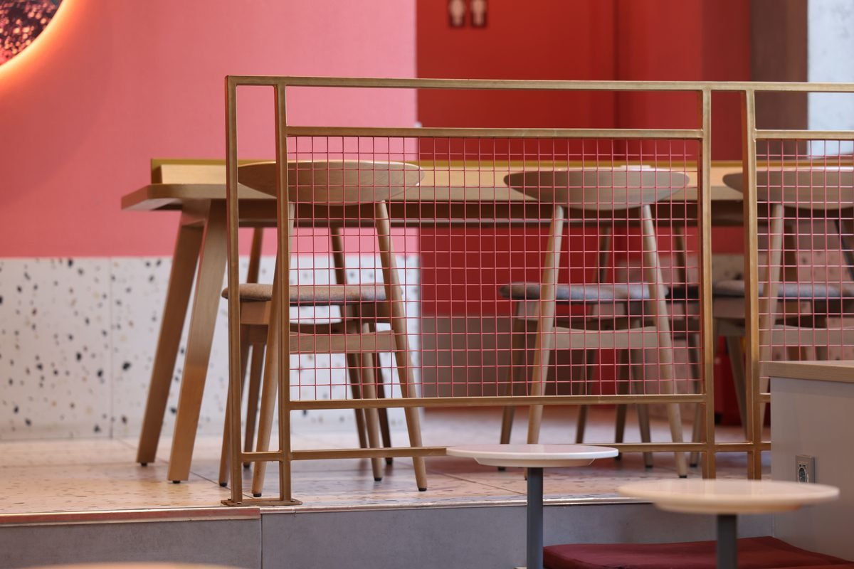 Bright cafe interior with minimalist design