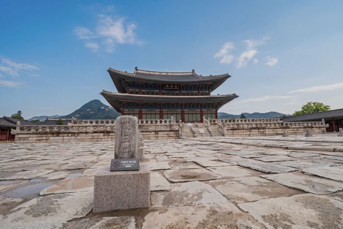 Gyeongbokgung Palace under blue sky in Seoul