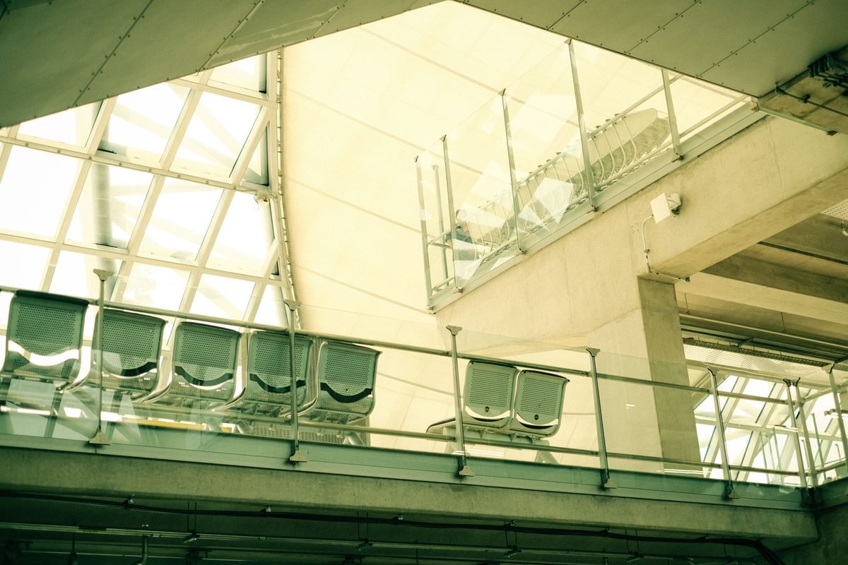 Airy airport terminal with glass architecture
