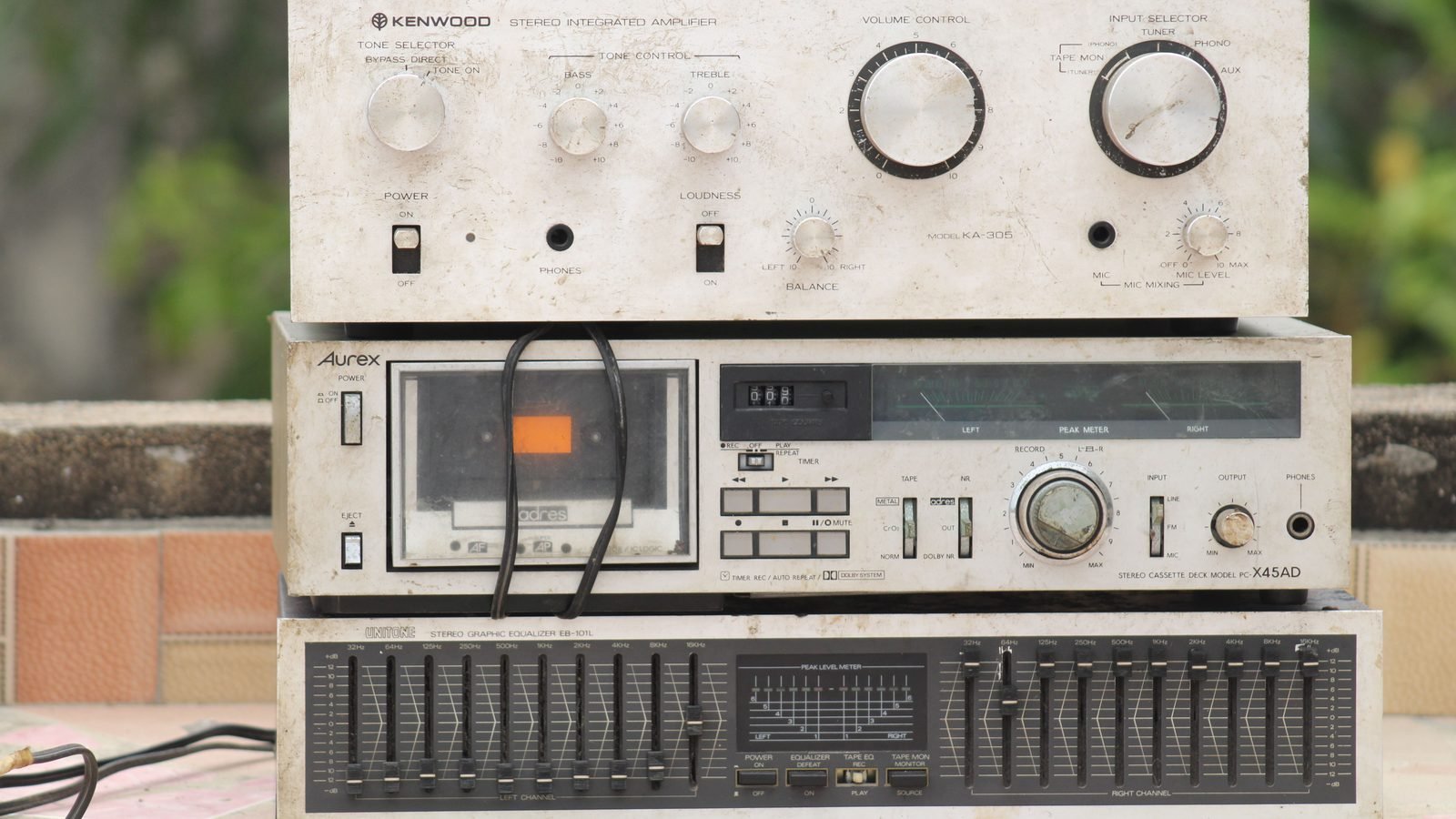Retro stereo setup with vintage amplifier and equalizer