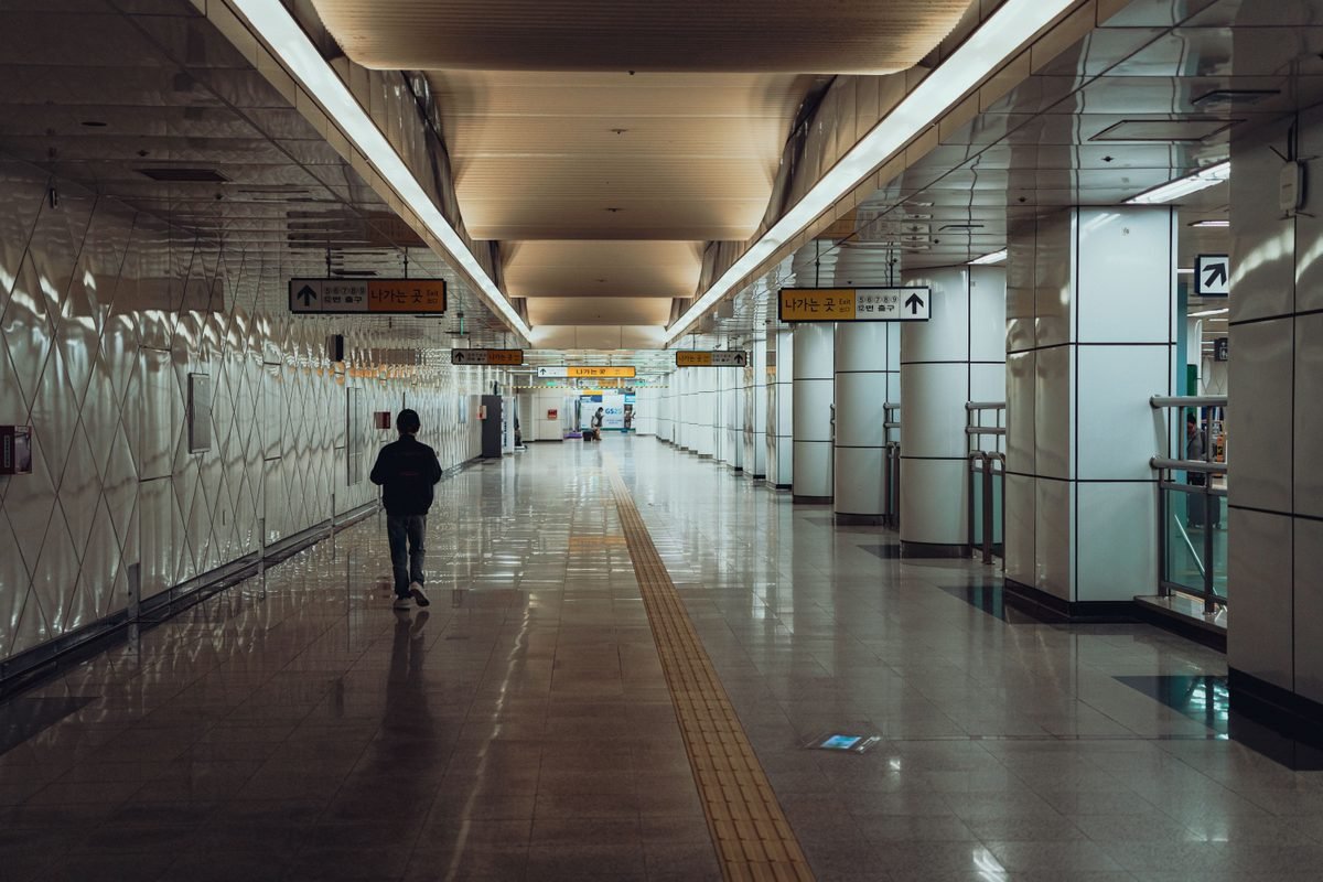 Modern subway corridor in Suwon station